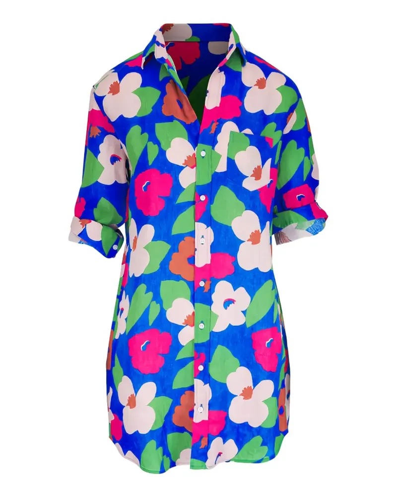 Frank & Eileen Mini-Hemdkleid mit Blumenprint - Blau Blau