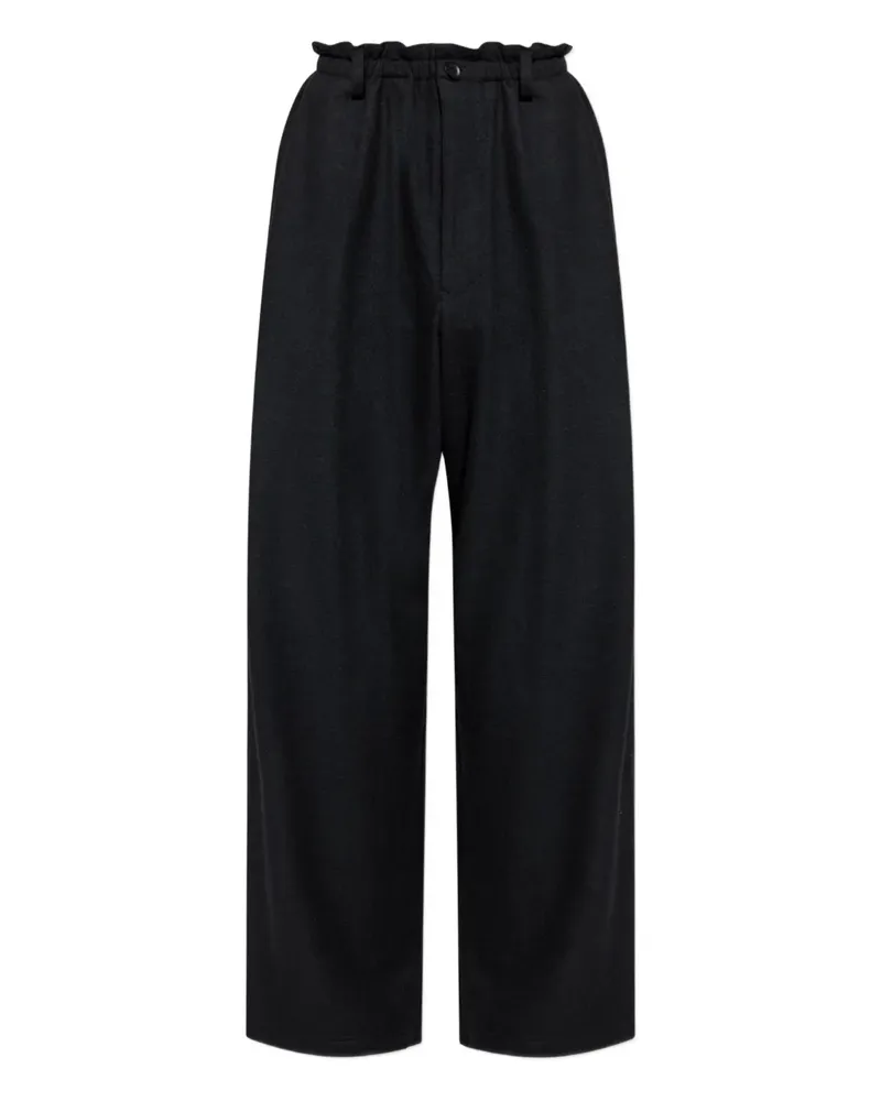 Yohji Yamamoto elasticated-waist wool trousers - Schwarz Schwarz