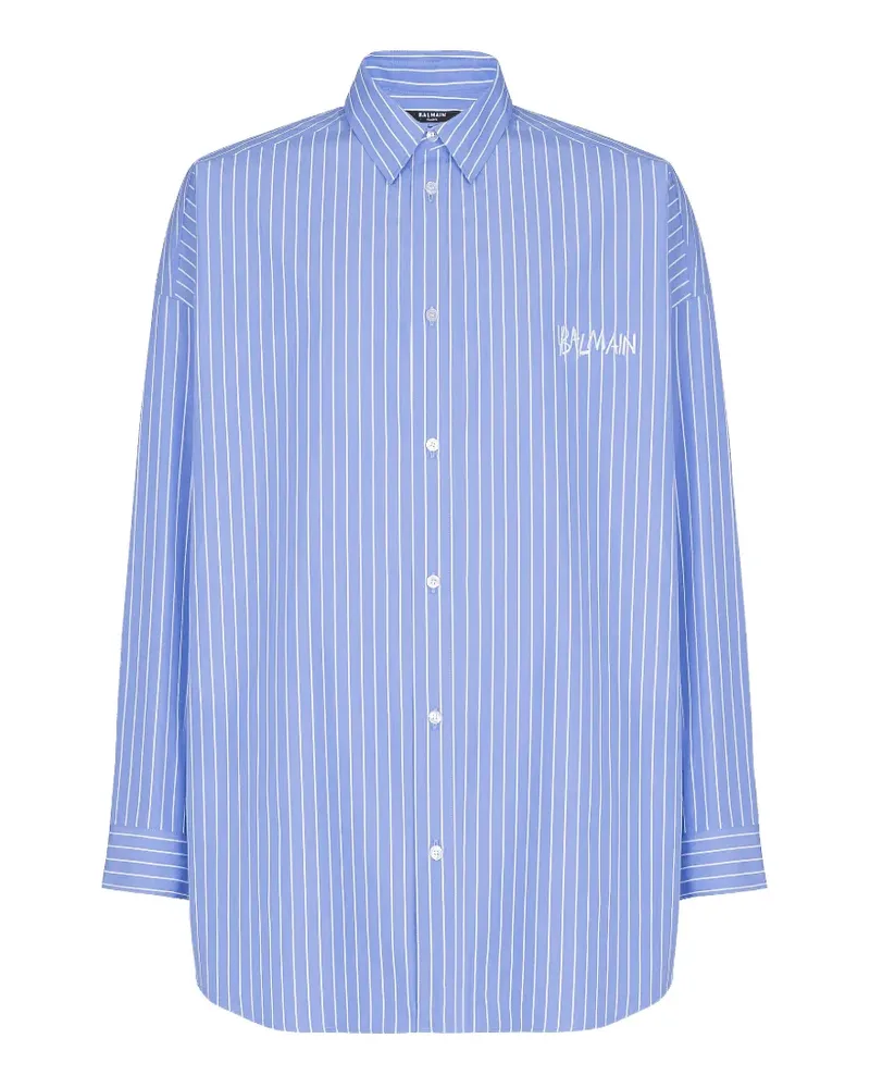 Balmain Gestreiftes Hemd - Blau Blau