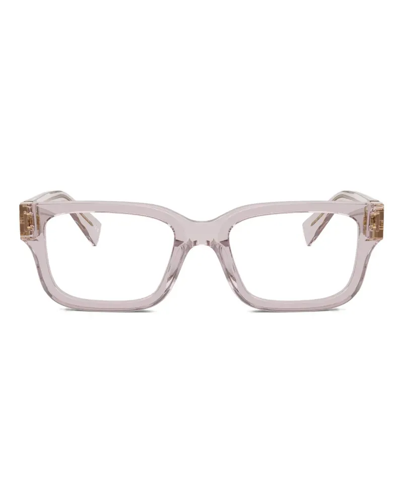 Miu Miu Eckige Brille mit Logo-Schild - Rosa Rosa
