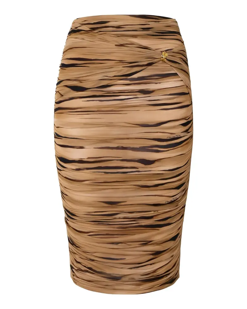 Elisabetta Franchi tiger-print jewel midi skirt - Nude Nude