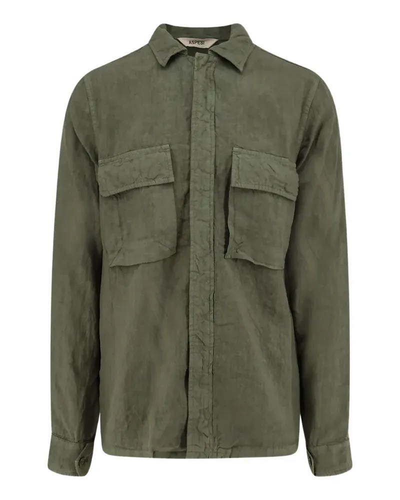 ASPESI slub-texture chest-pocket shirt - Grün Grün