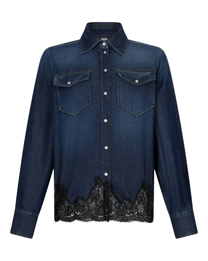 Liu Jo Jeanshemd mit Spitzenbesatz - Blau Blau