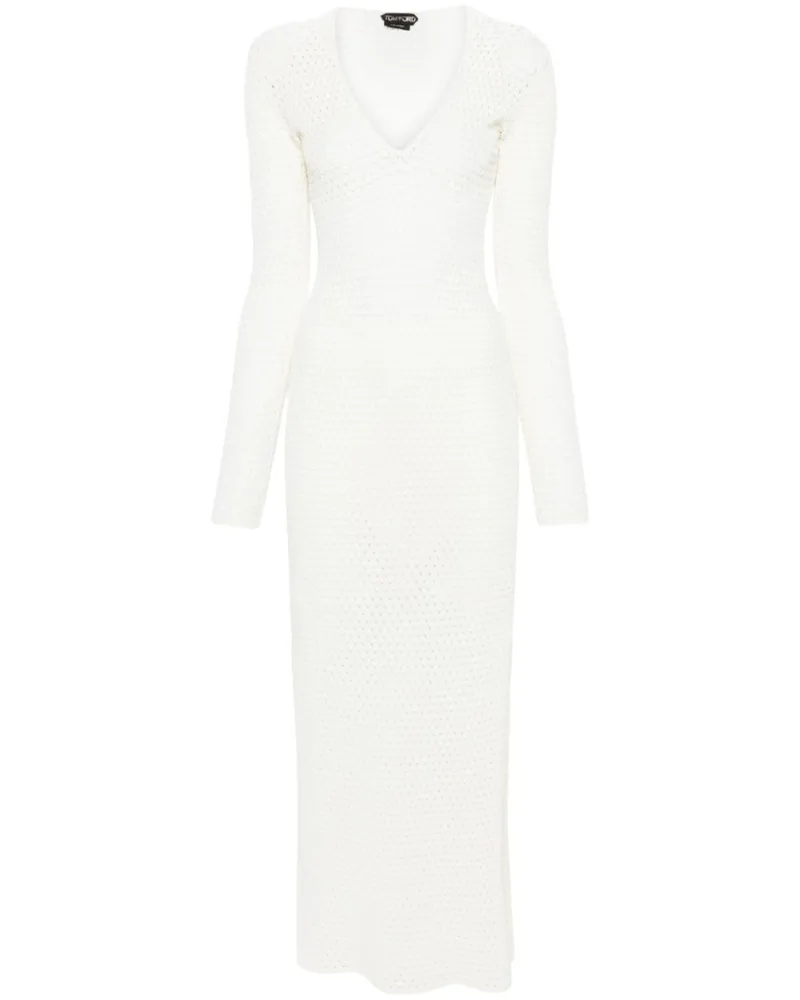 Tom Ford Maxikleid aus Pointelle-Strick - Weiß Weiß
