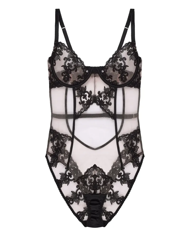 Fleur Of England Onyx Body mit Blumenspitze - Schwarz Schwarz