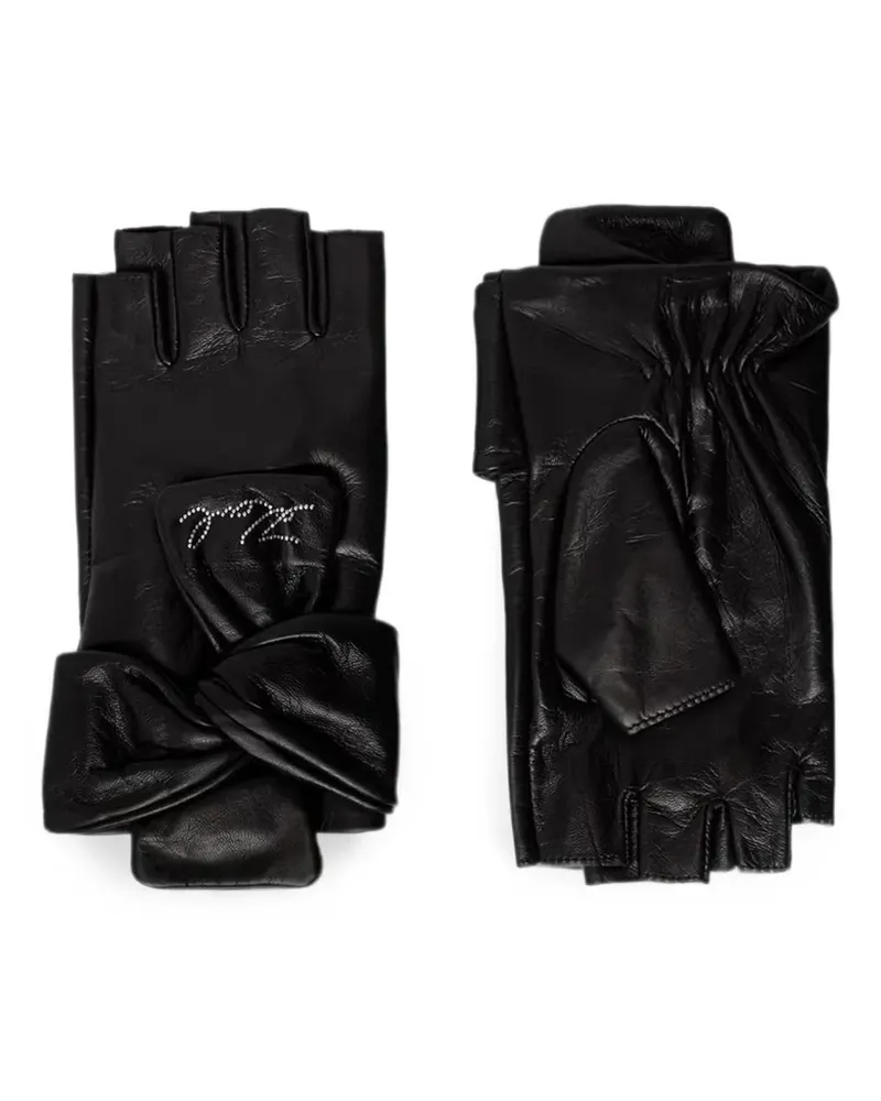 Karl Lagerfeld bow-detail fingerless gloves - Schwarz Schwarz