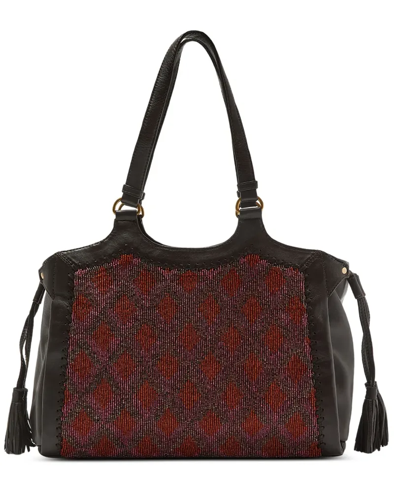 Maliparmi Perlenverzierte Schultertasche mit Quasten - Schwarz Schwarz