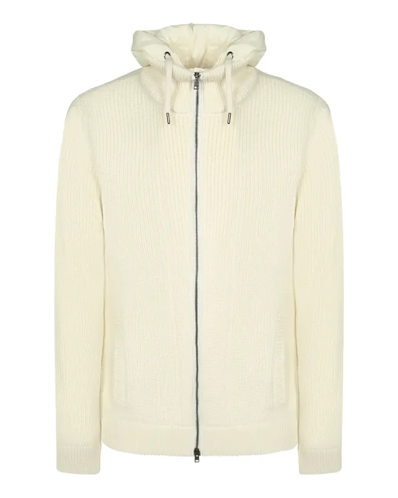 Herno ribbed-knit zip-up hoodie - Nude Nude