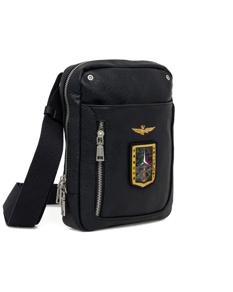 Aeronautica Militare appliqué-details zipped messenger bag - Blau Blau