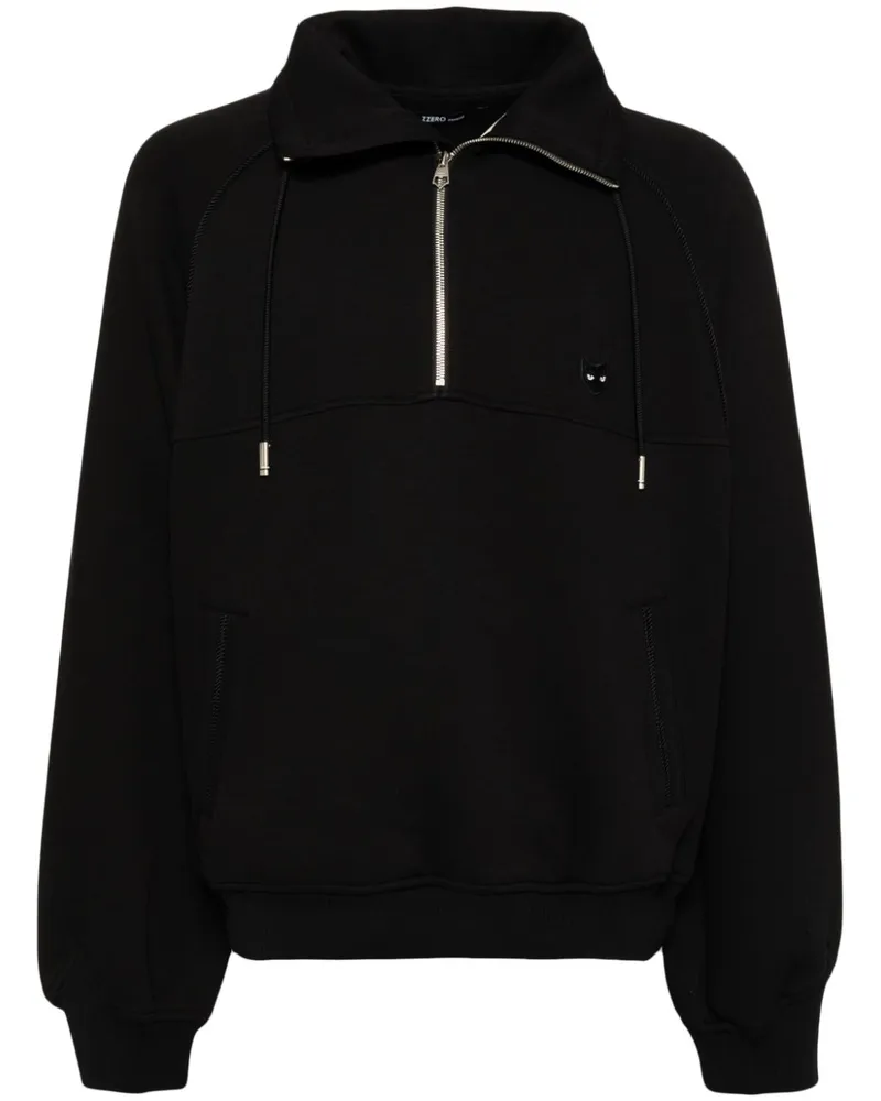 SONGZIO Assemblage Sweatshirt mit kurzem Reißverschluss - Schwarz Schwarz