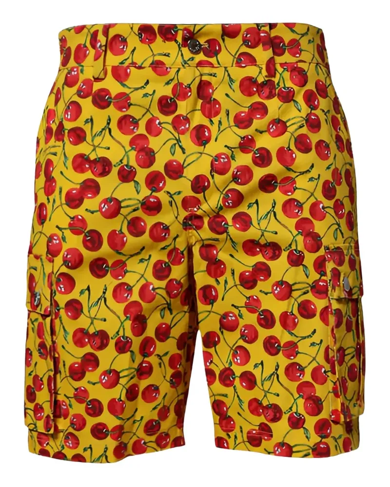Dolce & Gabbana Cargo-Shorts mit Kirschen-Print - Gelb Gelb