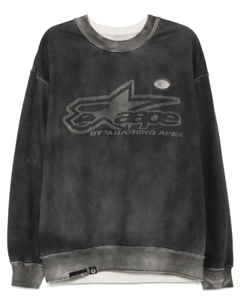 BAPE Ausgeblichenes Sweatshirt mit Logo - Schwarz Schwarz