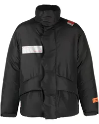 Heron Preston Gefütterter Mantel mit Logo-Patch Schwarz