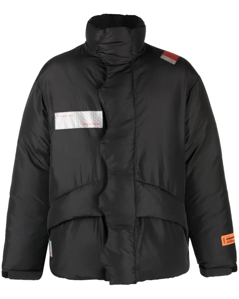 Heron Preston Gefütterter Mantel mit Logo-Patch - Schwarz Schwarz
