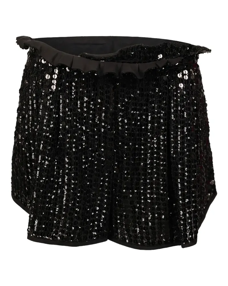 Valentino Garavani Gerüschte Shorts mit Pailletten - Schwarz Schwarz