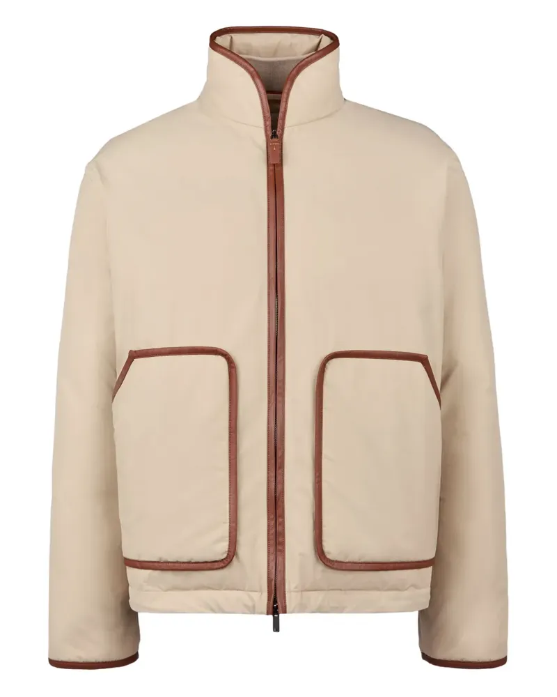 TOD'S leather-trim down jacket - Nude Nude