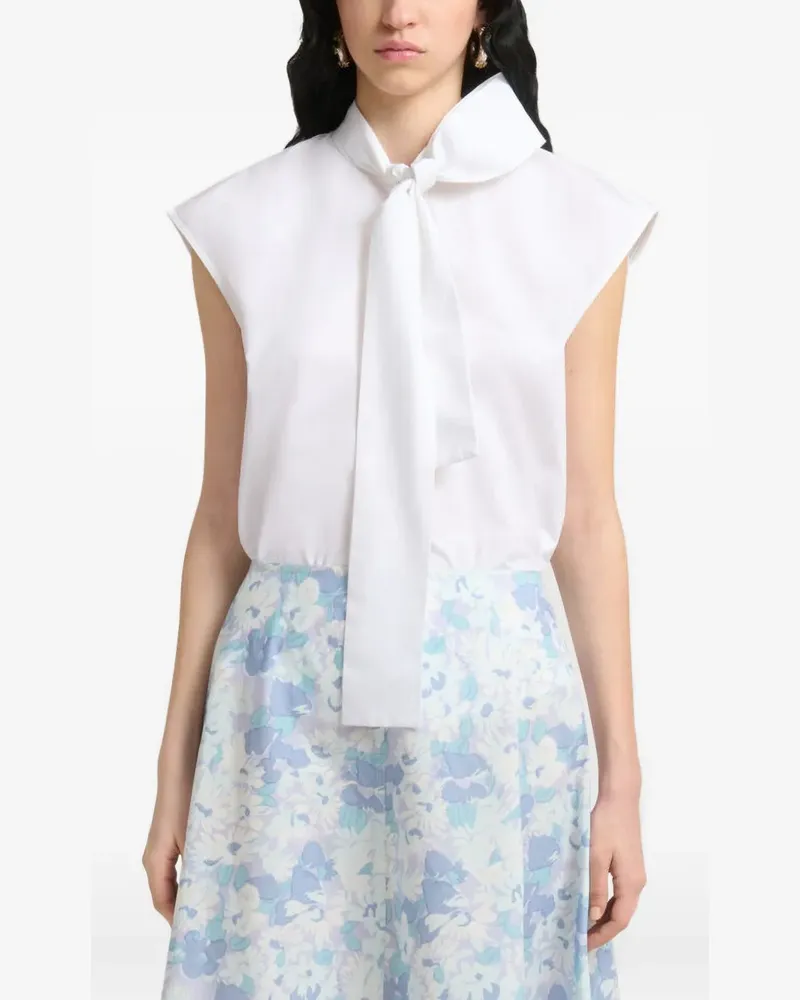 Marni Ärmellose Bluse mit Schleifenkragen - Weiß Weiß