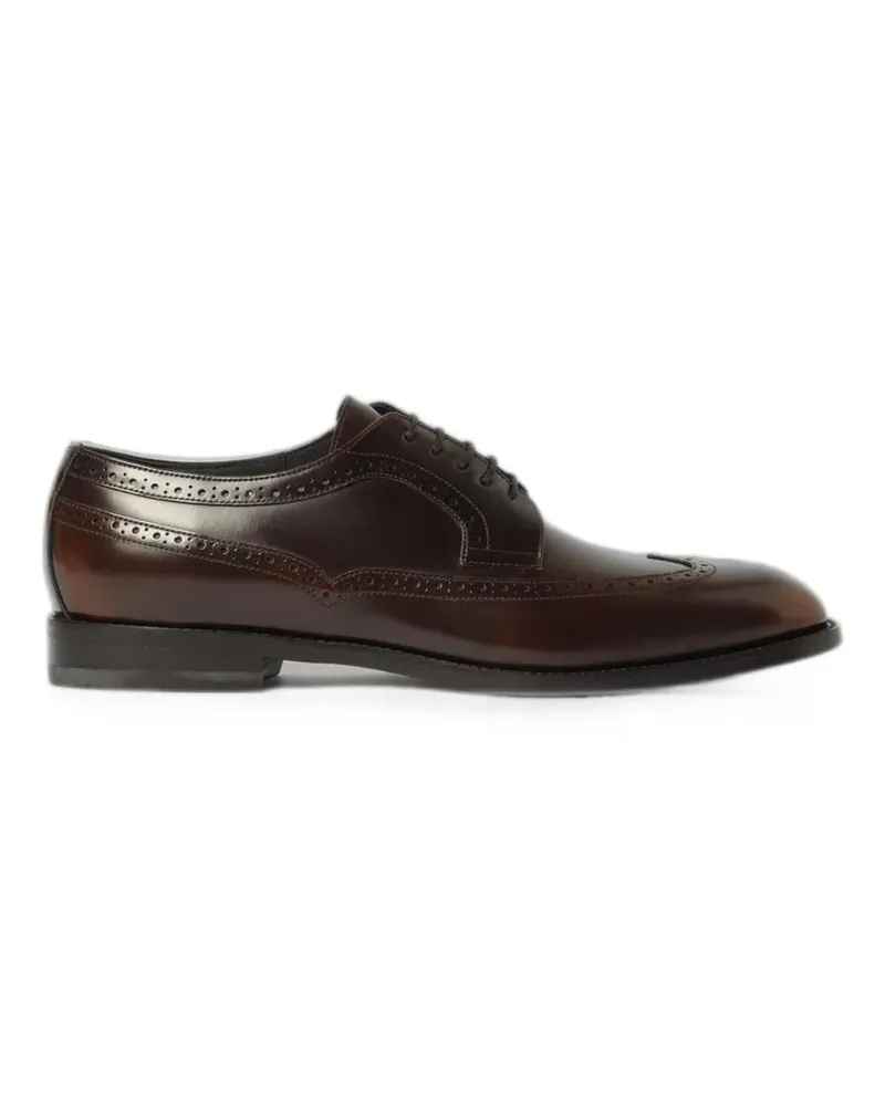 Manolo Blahnik brogue-detail leather derby shoes - Braun Braun