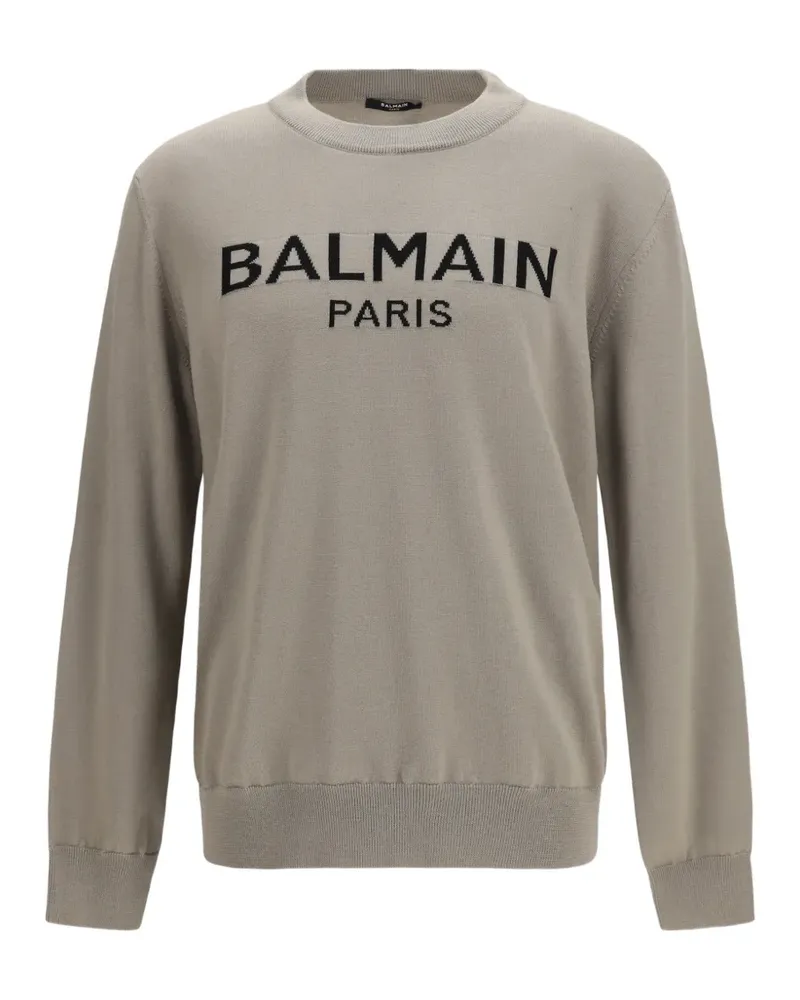 Balmain logo-intarsia wool sweater - Nude Nude