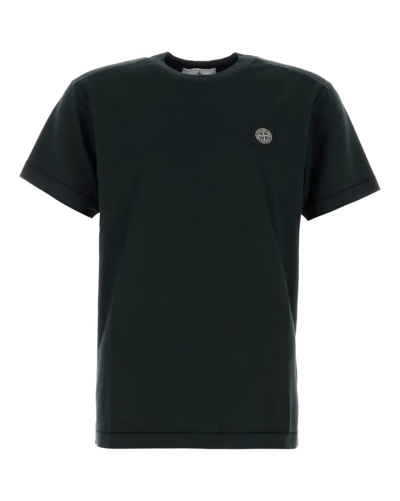 Stone Island T-Shirt mit Logo-Patch - Schwarz Schwarz