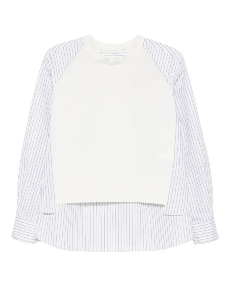 Sacai striped-panel sweater - Weiß Weiß