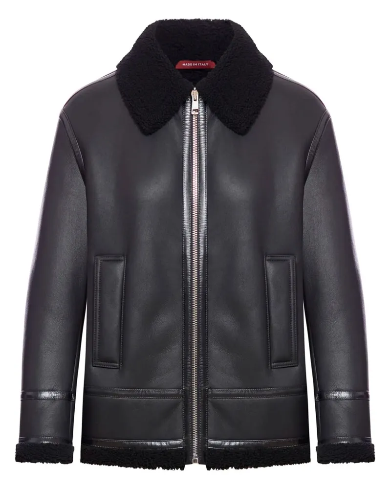 Gucci Lederjacke mit Besatz aus Shearling - Schwarz Schwarz