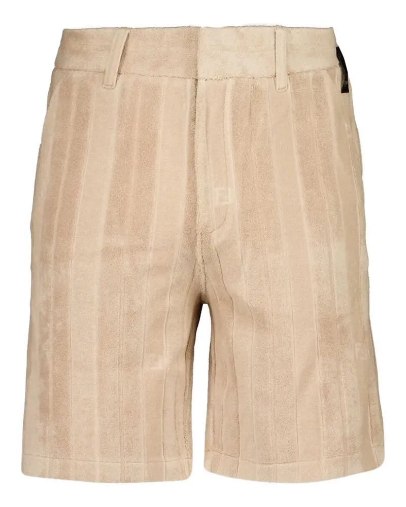 Fendi Gestreifte Frottee-Shorts aus FF-Jacquard - Nude Nude