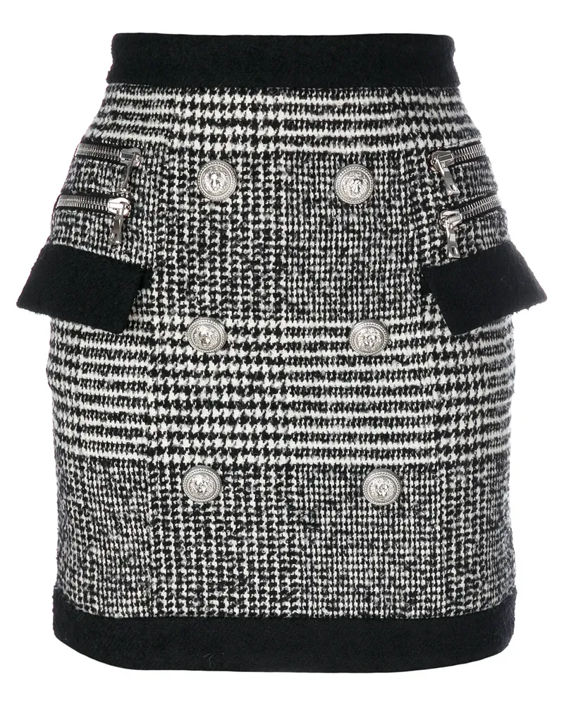 Balmain Minirock mit Kunstperlen - Schwarz Schwarz