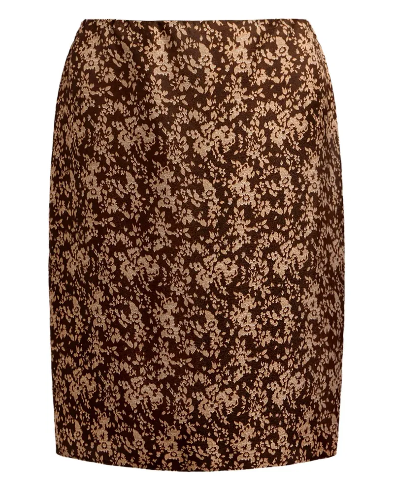 12 STOREEZ Midirock mit Blumenmuster - Braun Braun