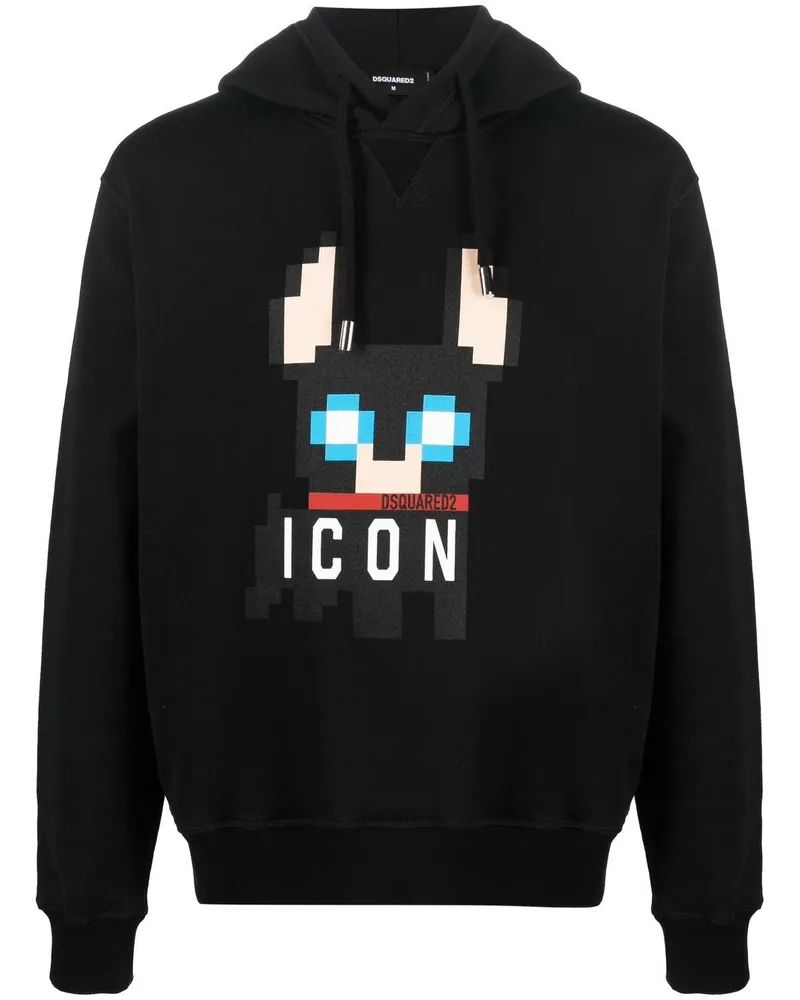 Dsquared2 Hoodie mit "Icon"-Print - Schwarz Schwarz