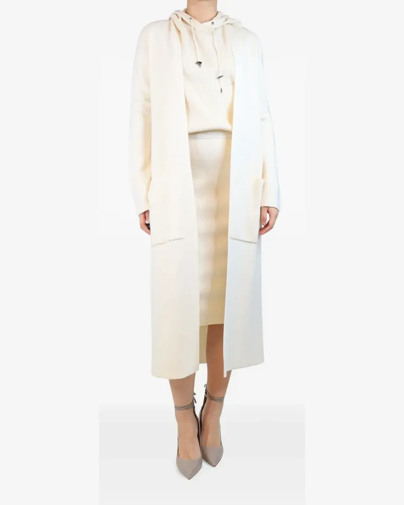 Maje hooded longline coat - Nude Nude
