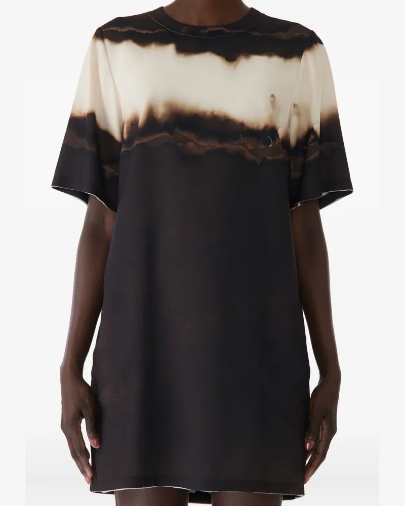 Jason Wu Kurzärmeliges Diffused Ombre Stripe Etuikleid - Braun Braun