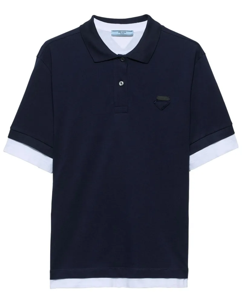 Prada Poloshirt im Layering-Look mit Logo - Blau Blau