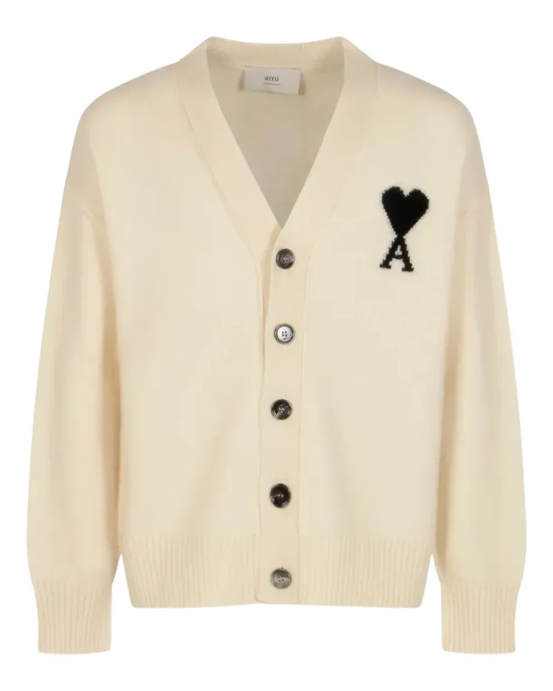 AMI Paris Cardigan mit Ami de Coeur-Intarsie - Nude Nude
