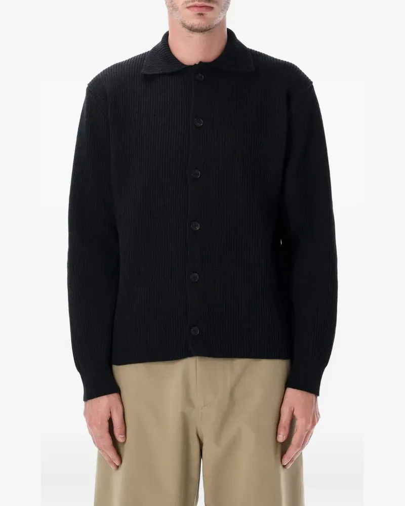 AURALEE Cardigan mit Poloshirtkragen - Schwarz Schwarz