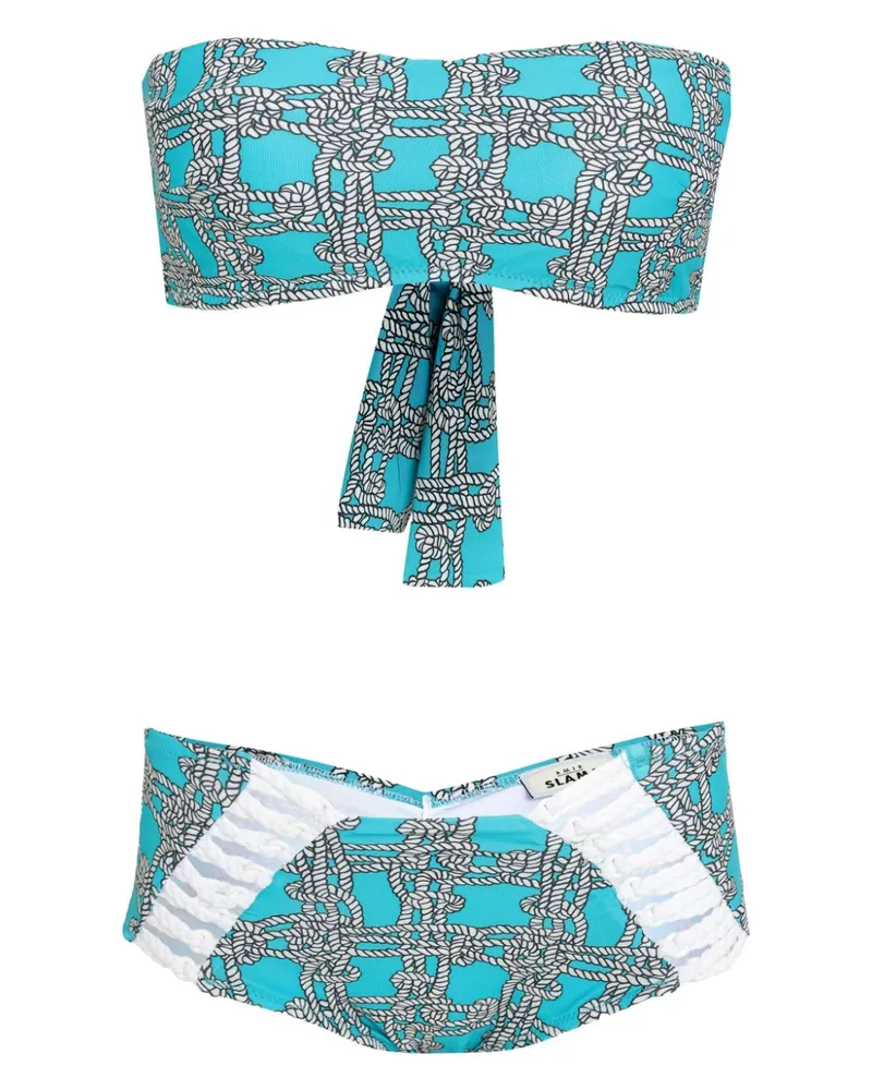 Amir Slama Bikini mit grafischem Print - Blau Blau