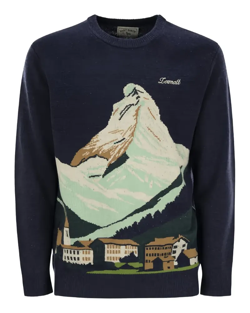 MC2 Saint Barth Heron C Pullover mit grafischem Print - Blau Blau