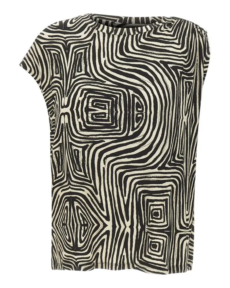 Elena Mirò abstract-pattern gathered T-shirt - Nude Nude