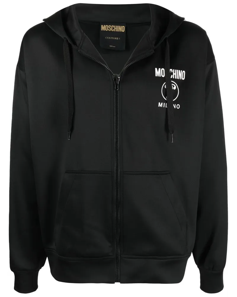 Moschino Kapuzenjacke mit Logo-Print Schwarz