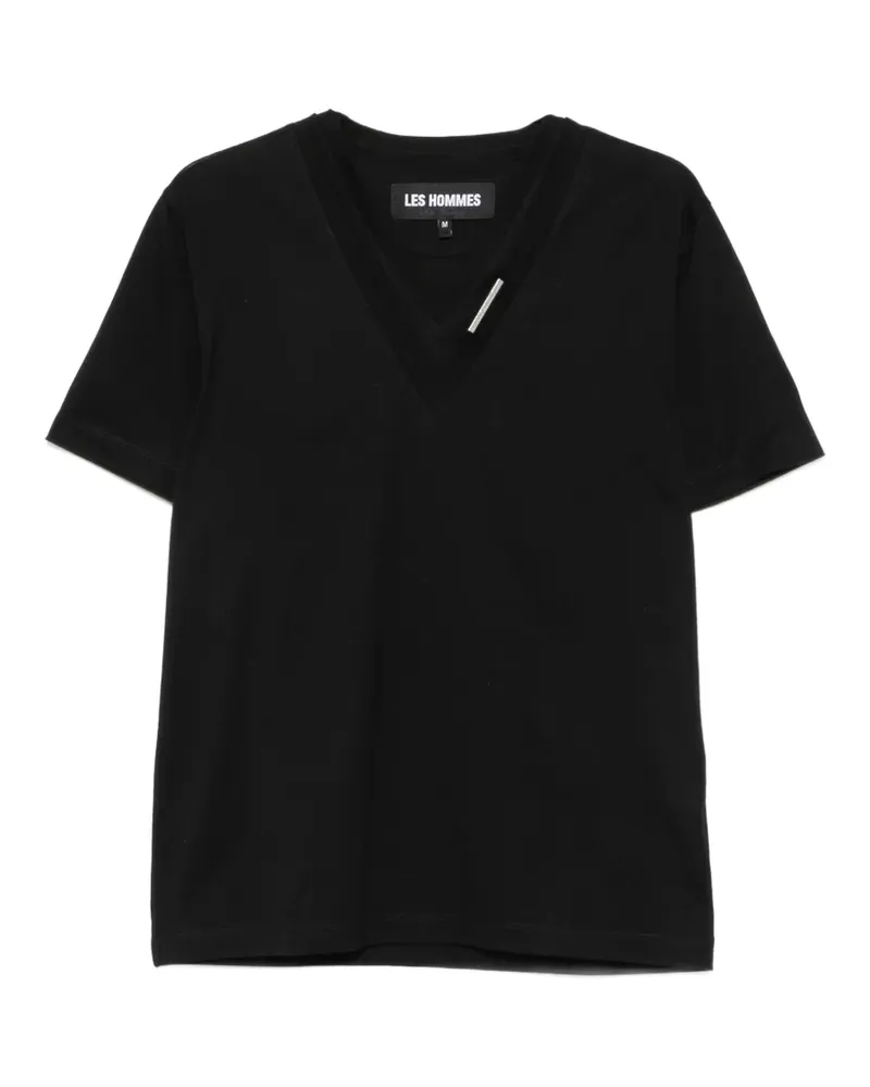 Les Hommes logo-plaque V-neck T-shirt - Schwarz Schwarz