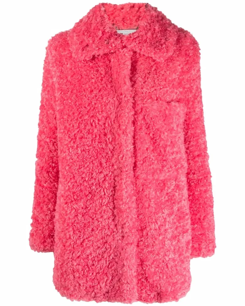 Stella McCartney Doppelreihiger Faux-Fur-Mantel - Rosa Rosa