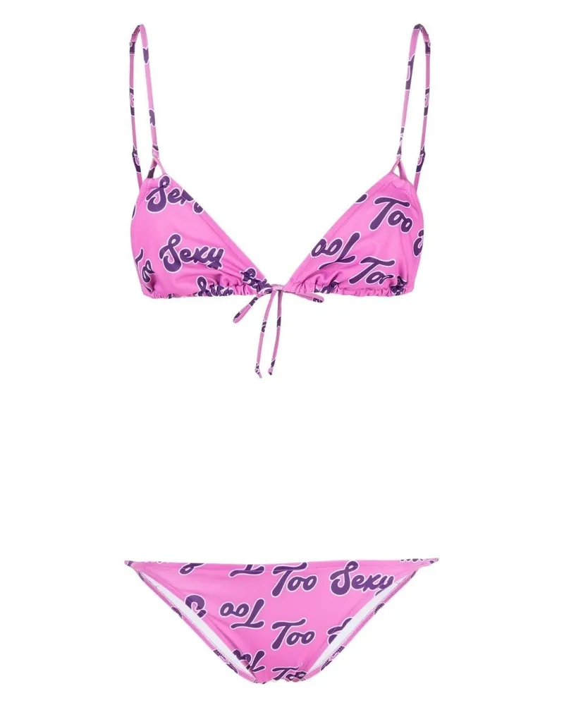 Natasha Zinko Bikini mit "Too Sexy"-Print Rosa