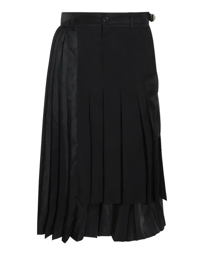Sacai Faltenrock im Layering-Look - Schwarz Schwarz