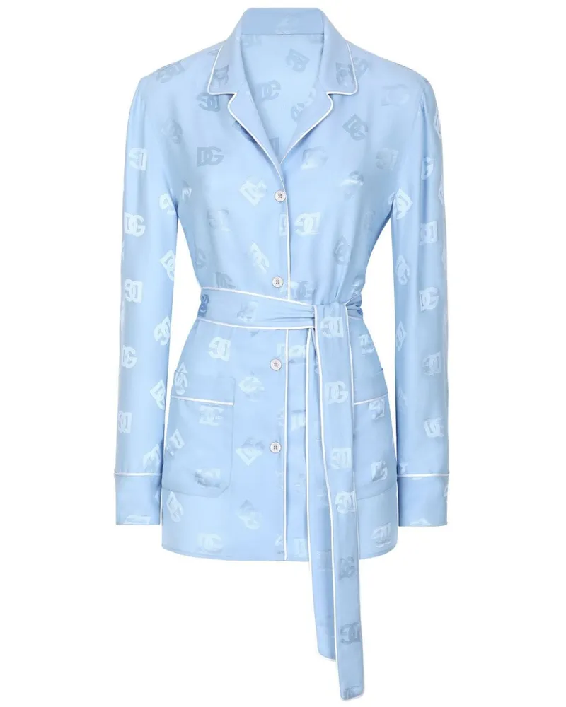 Dolce & Gabbana Gebundenes Hemd aus Monogramm-Jacquard - Blau Blau