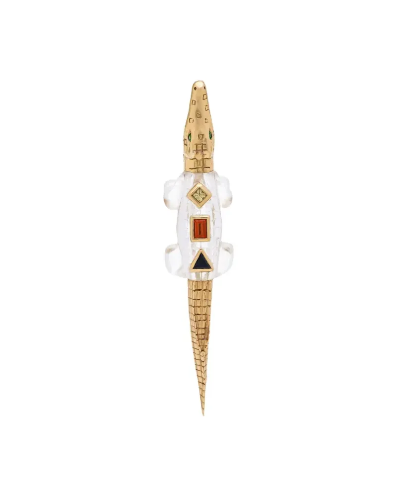 Bibi van der Velden 18kt Alligator Gelbgoldohrring mit Kristallen Gold