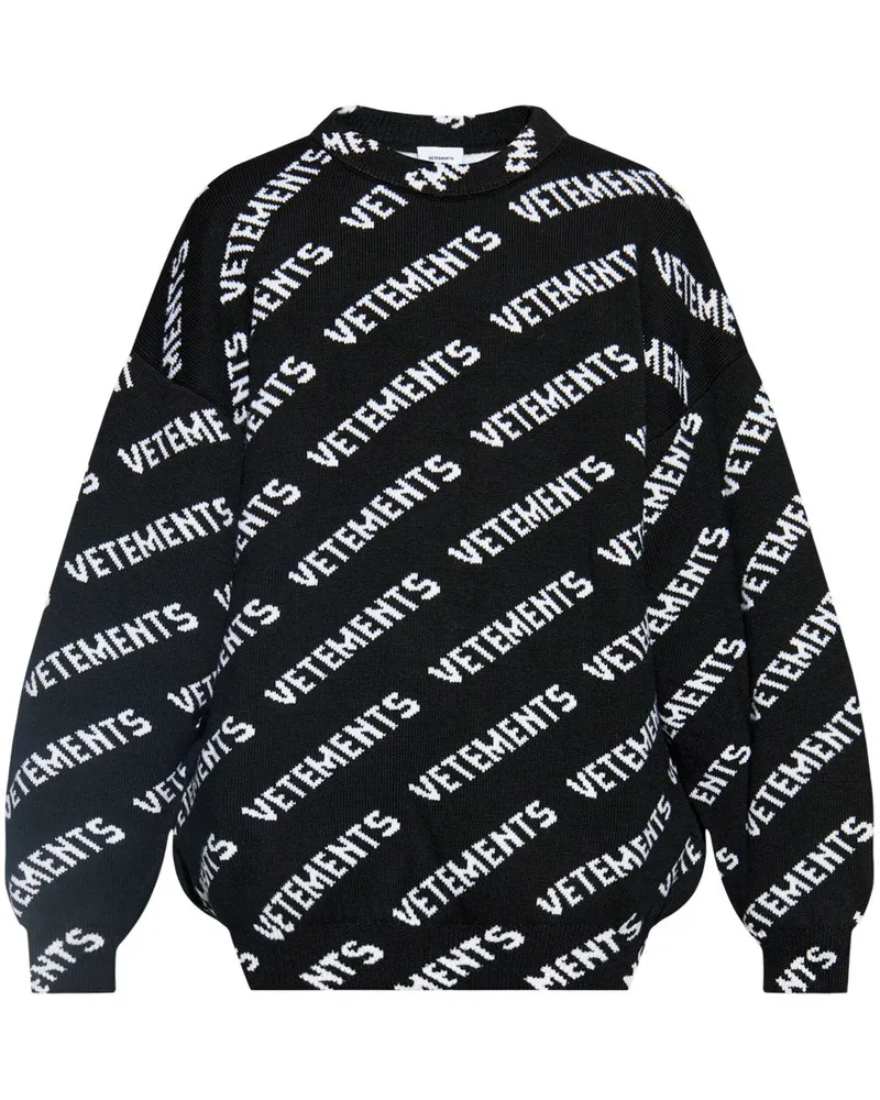 VETEMENTS Pullover mit Logo-Intarsie - Schwarz Schwarz