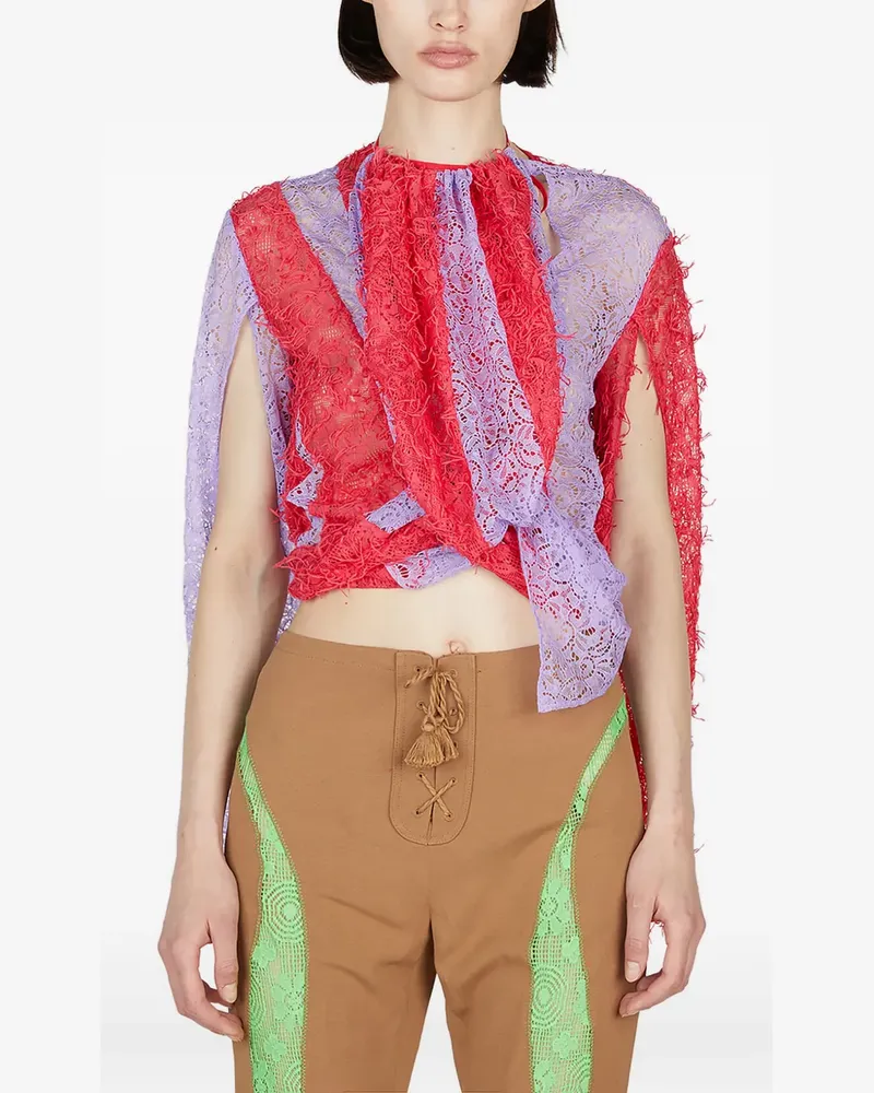 KIKO KOSTADINOV Drapiertes Spitzentop - Rot Rot