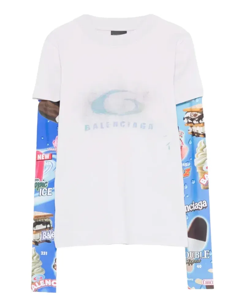 Balenciaga T-Shirt mit grafischem Print - Weiß Weiß