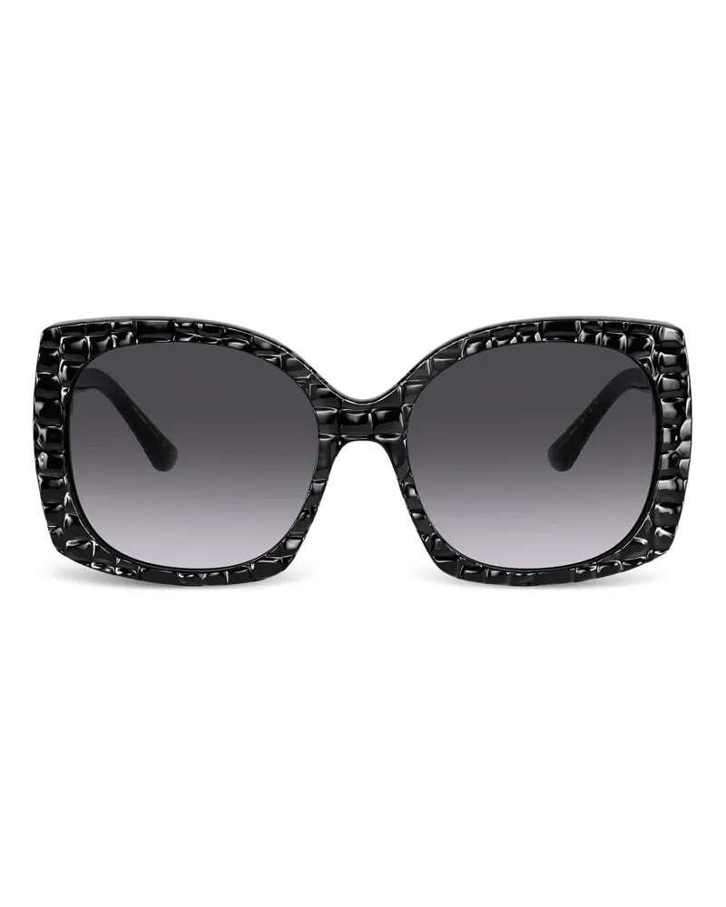 Dolce & Gabbana Geometrische Sonnenbrille mit Prägung - Schwarz Schwarz