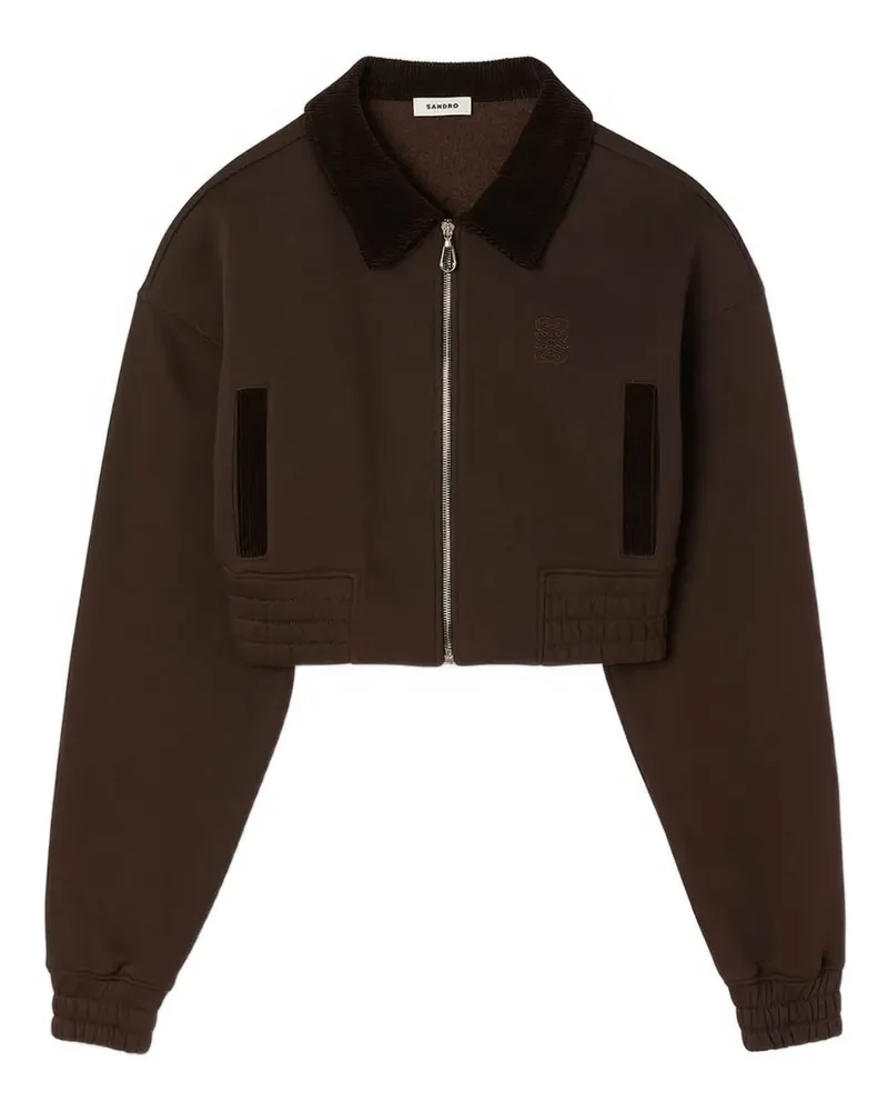 Sandro Besticktes Sweatshirt mit Reißverschluss - Braun Braun